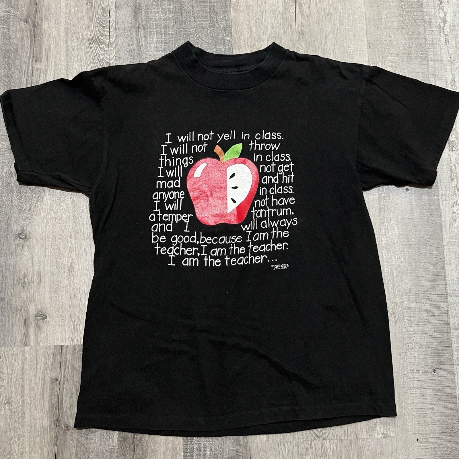Vtg Tuscaloosa Teacher T Shirt 80s Red Apple Bad Student Funny Scholastic Shirt